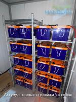 Стеллаж для 12 аккумуляторов по 250Ач 6 полок 600*600 Bayliss™