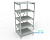 Стеллаж металлический труба. Сборный каркас. Рейки разборные. Пять полок 600*600 мм (Два ряда АКБ на полку)